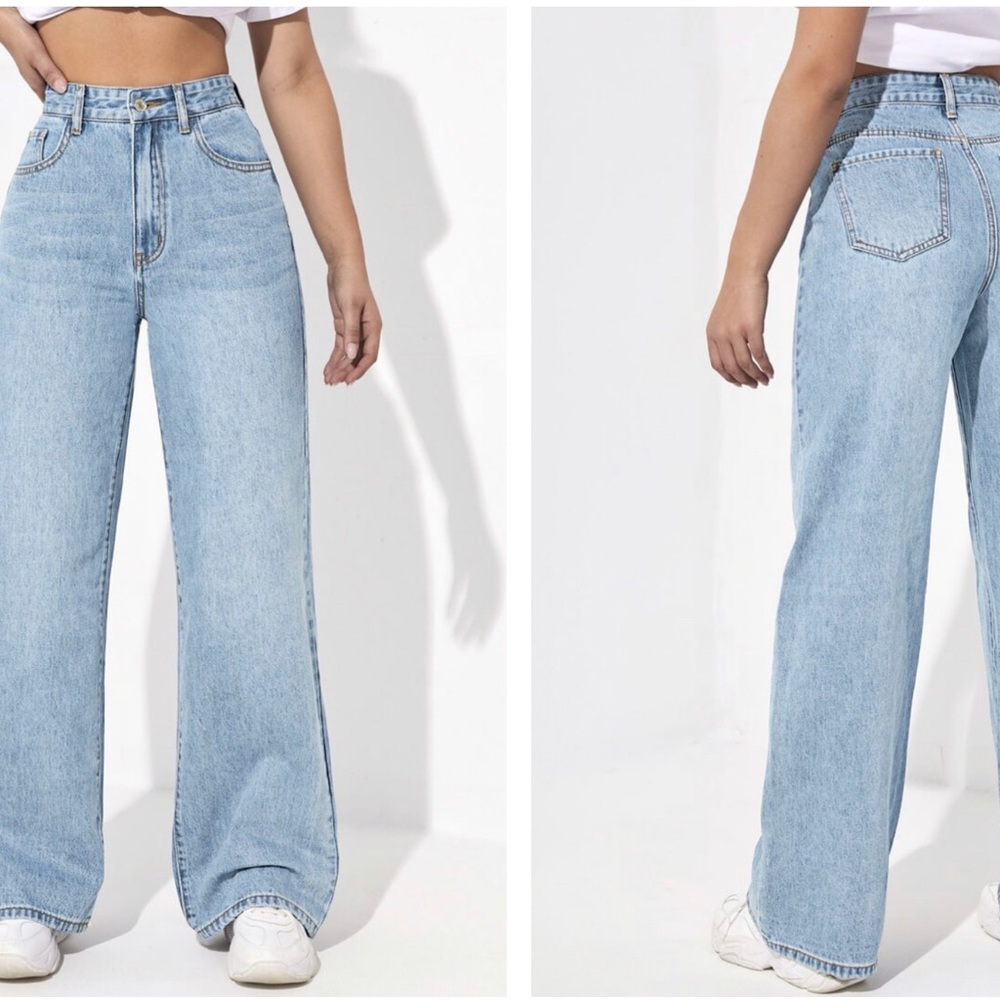 Romwe High Waist Wide Leg Jeans